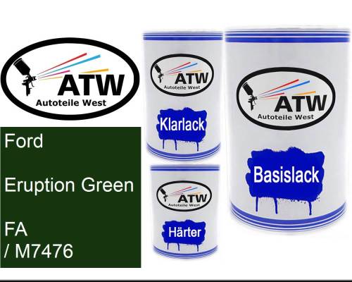 Ford, Eruption Green, FA / M7476: 500ml Lackdose + 500ml Klarlack + 250ml Härter - Set, von ATW Autoteile West.